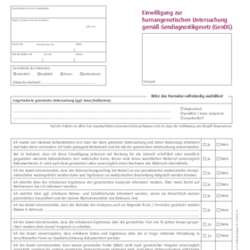 Formular: Einwilligung zur humangenetischen Untersuchung gemäß Gendiagnostikgesetz (GenDG)