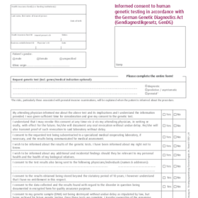 Genetic Testing Consent Form (GenDG) englisch