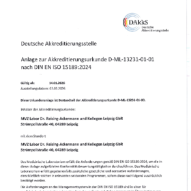 Akkreditierungsurkunde medizinische Laboratoriumsdiagnostik nach DIN EN ISO 15189